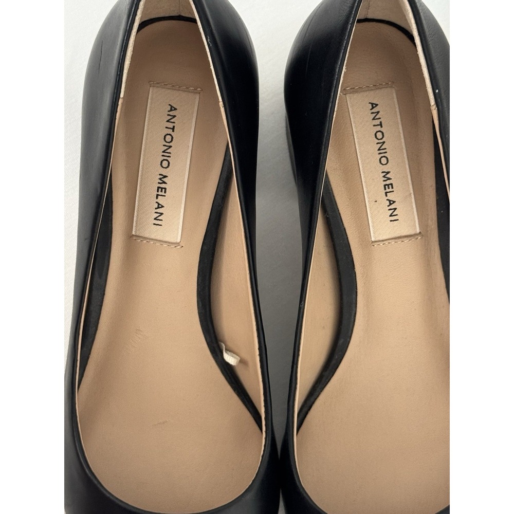 Antonio Melani Black Leather Heeled Pumps 7.5 Block - Picture 10 of 10